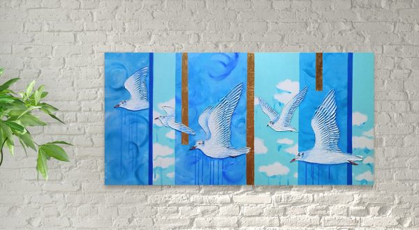 Parallel reality mixed media painting on canvas - 20x40 in | 50x100 cm
