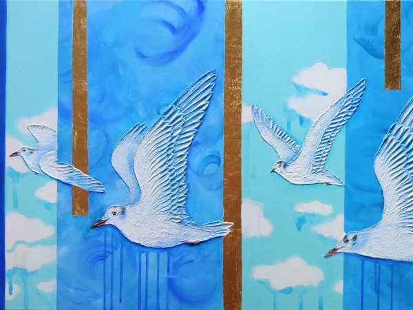 Parallel reality mixed media painting on canvas - 20x40 in | 50x100 cm