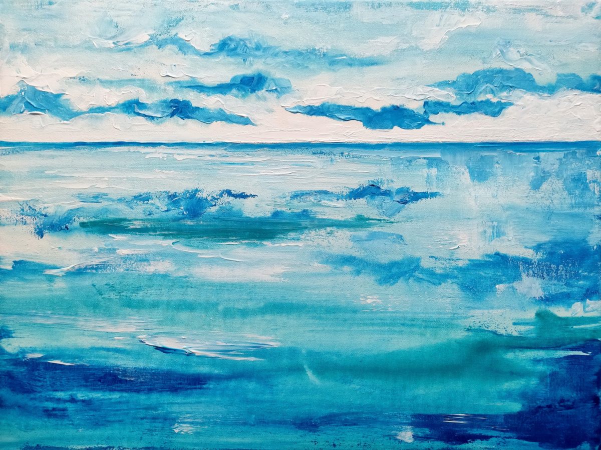 Water blues seascape painting on canvas - 12x16 in | 30x40 cm