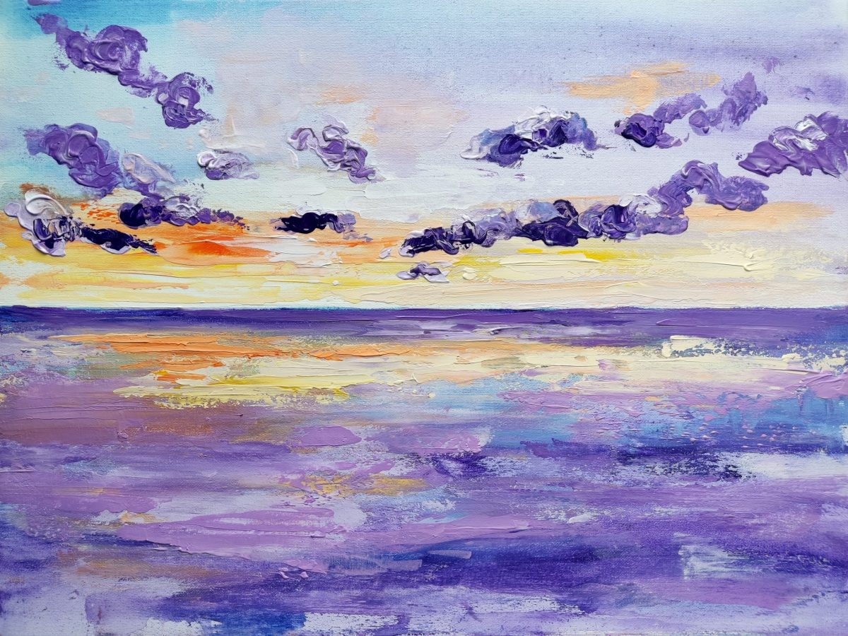 Sapphire mood seascape painting on canvas - 24x48 in | 60x120 cm