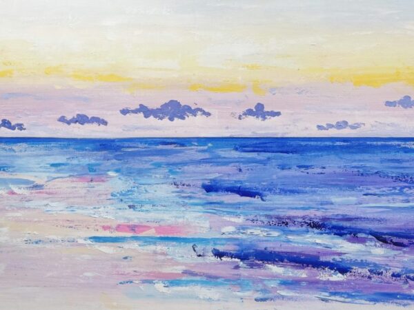 Pastel morning seascape painting on canvas - 24x48 in | 60x120 cm