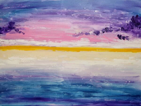 When the sun goes down seascape painting on canvas - 20x28 in | 50x70 cm